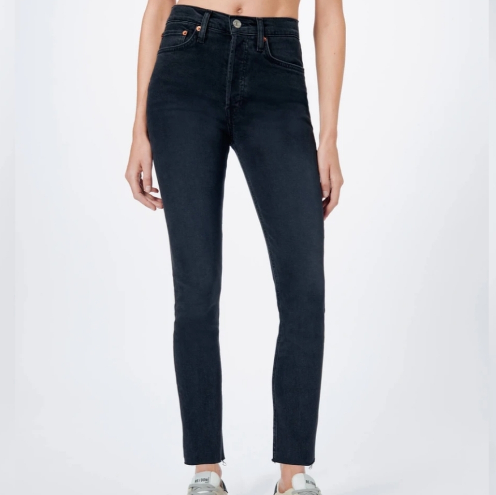 Re/Done Original High Rise Ankle Crop Raw Hem